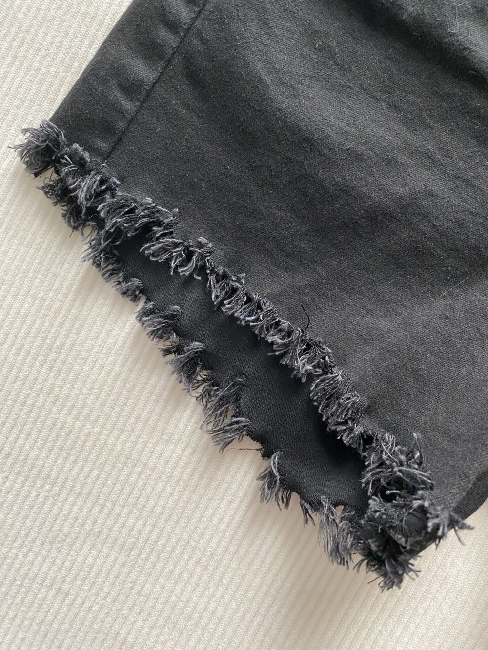 Levi's Black Frayed Hem Denim Shorts - Picture 3 of 10
